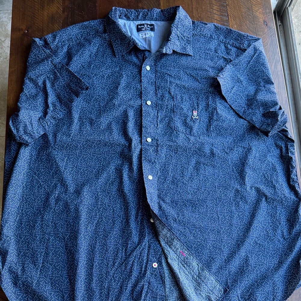 Psycho Bunny Navy Patterned Button-Down Shirt